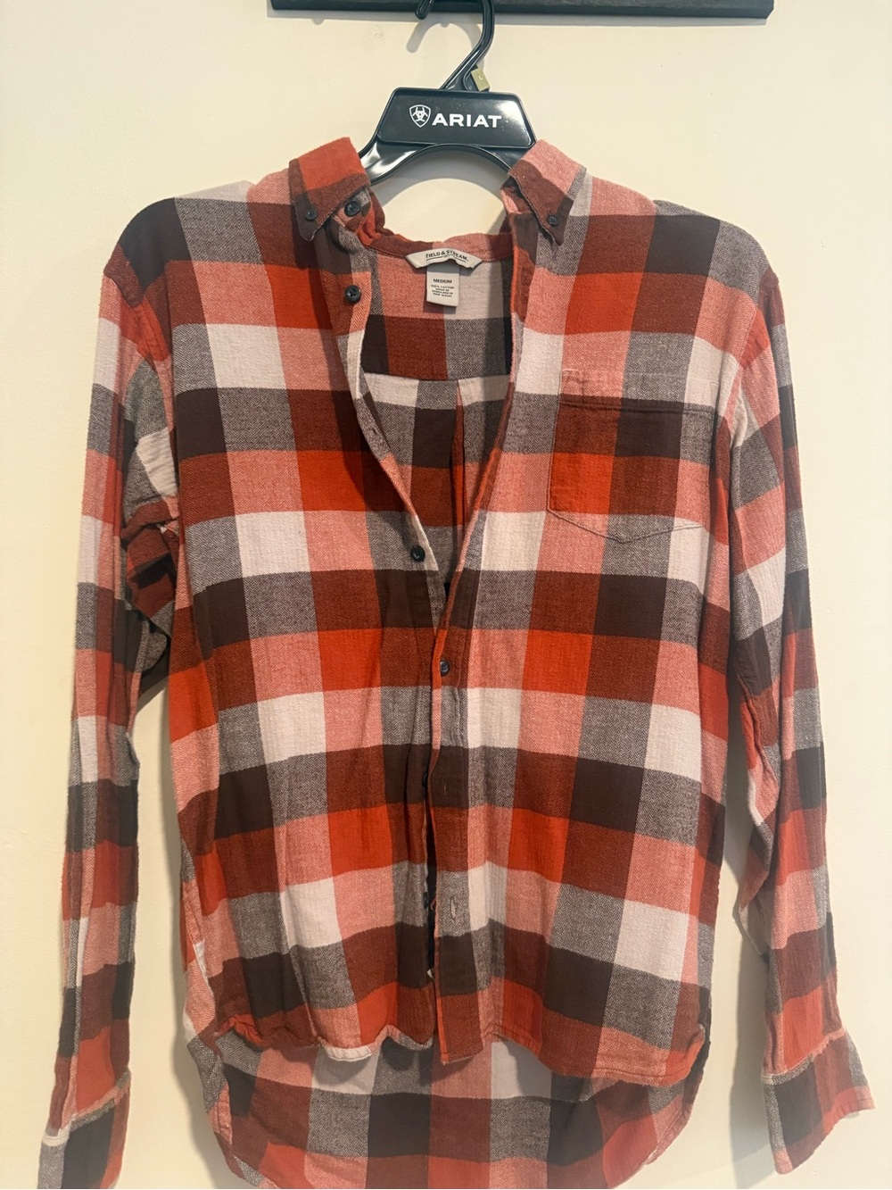 Field & Stream Rust and Brown Plaid Flannel Shirt